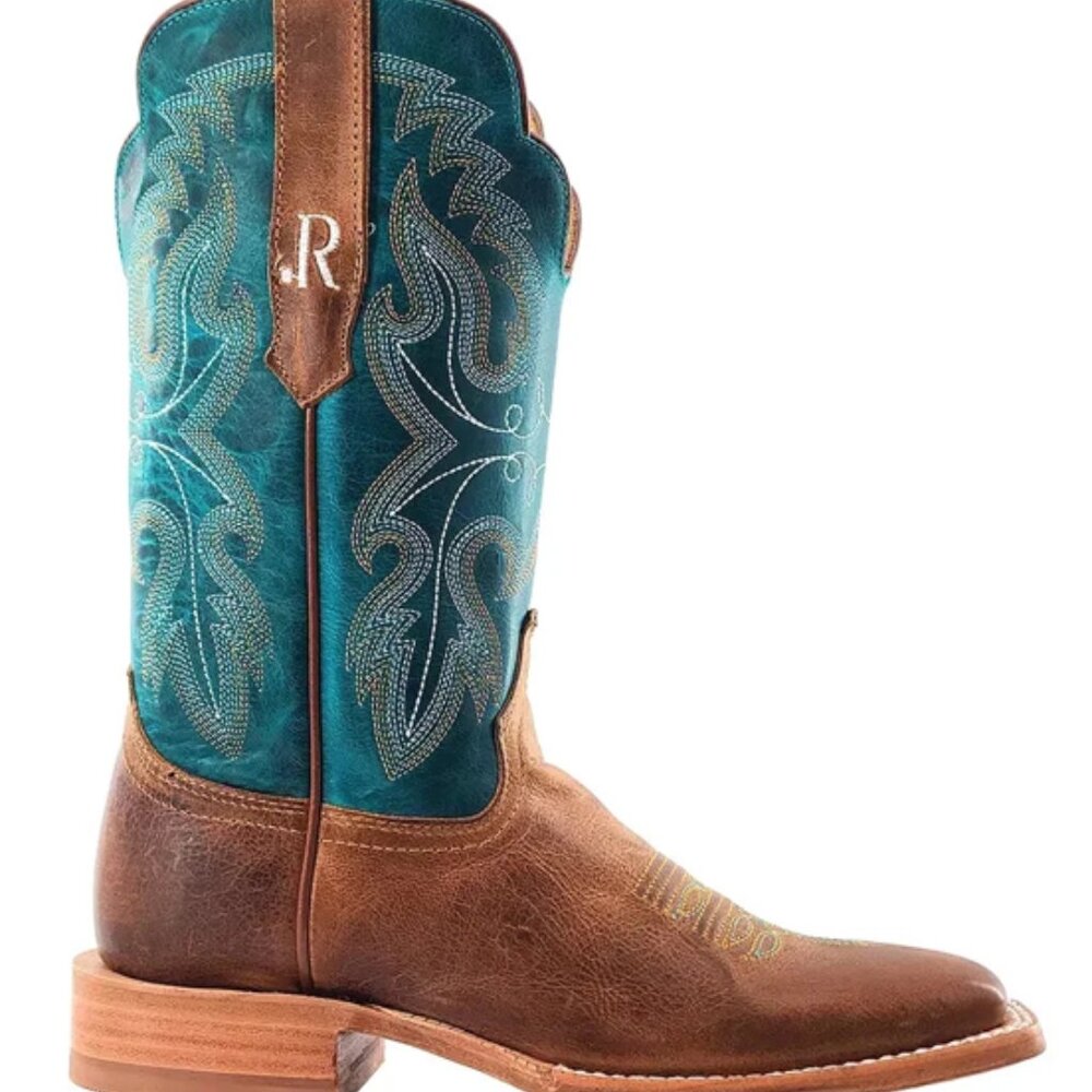 R. Watson Women's Honey Cowhide / AZURE COWHIDE Boots RWL8305-2 SIZE 6 1/2B - Picture 4 of 11